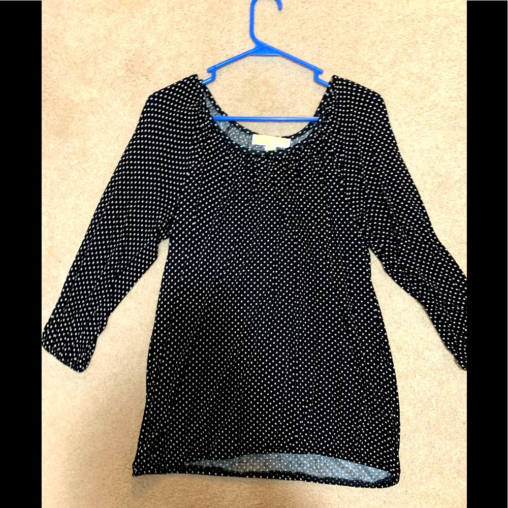 Michael kors top, black white poke dots, size m